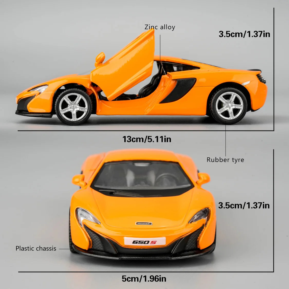 1:36  McLaren 650s Toy Car, Diecast Pull Back Model Car, Doors Open, Collection Kids Toy for Aged 3 and up, Gift Red