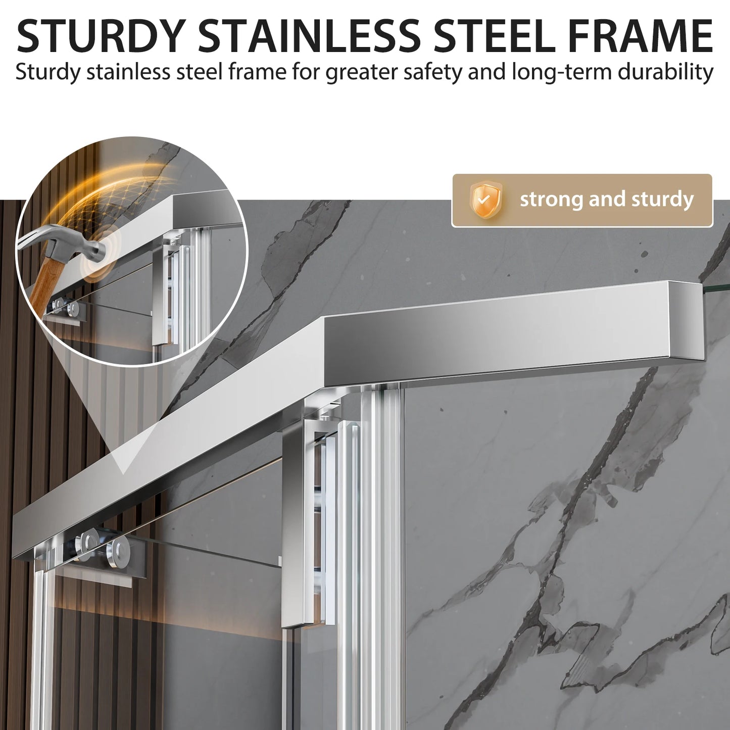 36"D x 36"W x 72"H Neo-Angle Shower Door, 1/4" SGCC Tempered Glass with Explosion-Proof Film, Chrome Stainless Steel Frame
