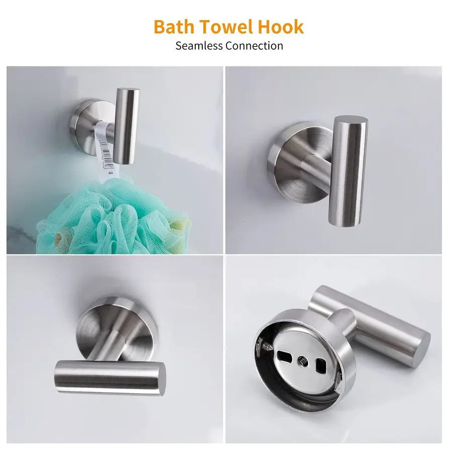 8 Piece Brushed Nickel Bathroom Hardware Set, 24inch Bathroom Towel barTowel RingToilet Paper Holder Robe Towel Hook, SUS304 Sta