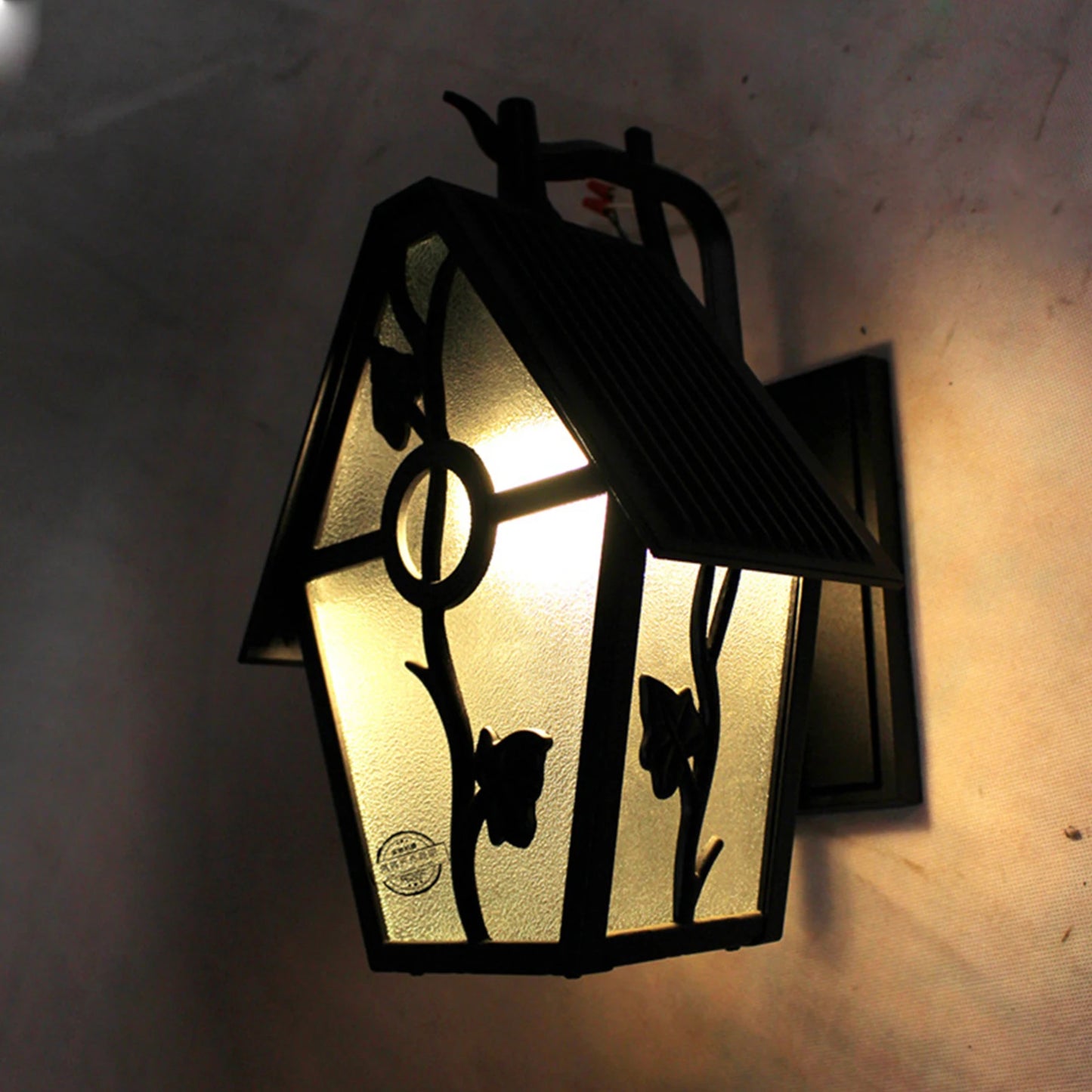 100W European Style House Wall Lamp IP55 Waterproof Outdoor E26 Base Light with Flower Decoration for Garden, Patio & Corridor