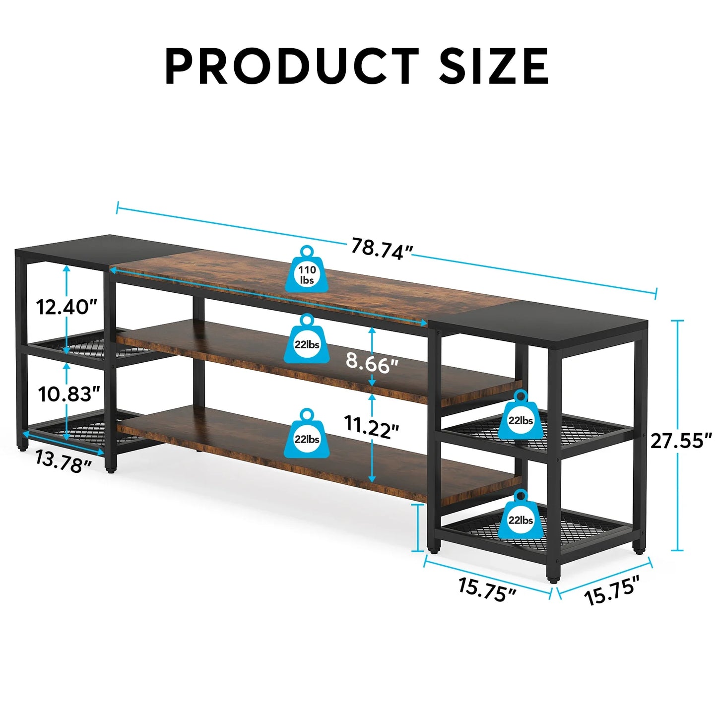 Tribesigns 78 Inch TV Stand for TVs up to 85 Inch, Media Entertainment Center Console Table, 3-Tier TV Console Table