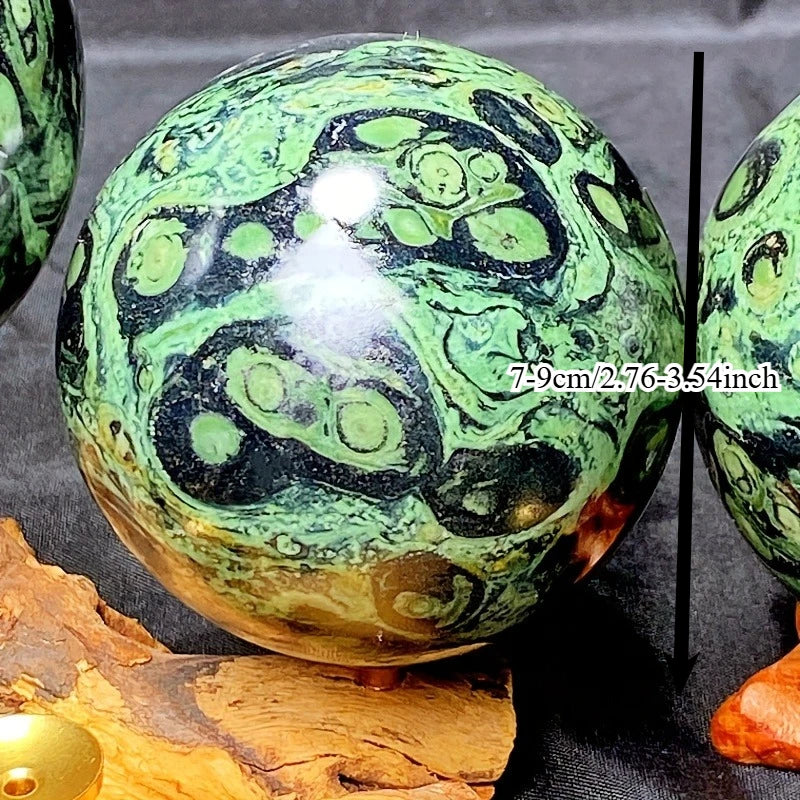 1pc Exquisite Green Kambaba Sphere, Hand-Polished Crystal Ball, Unique Healing Stone, Perfect for Home Decor & Special Gift