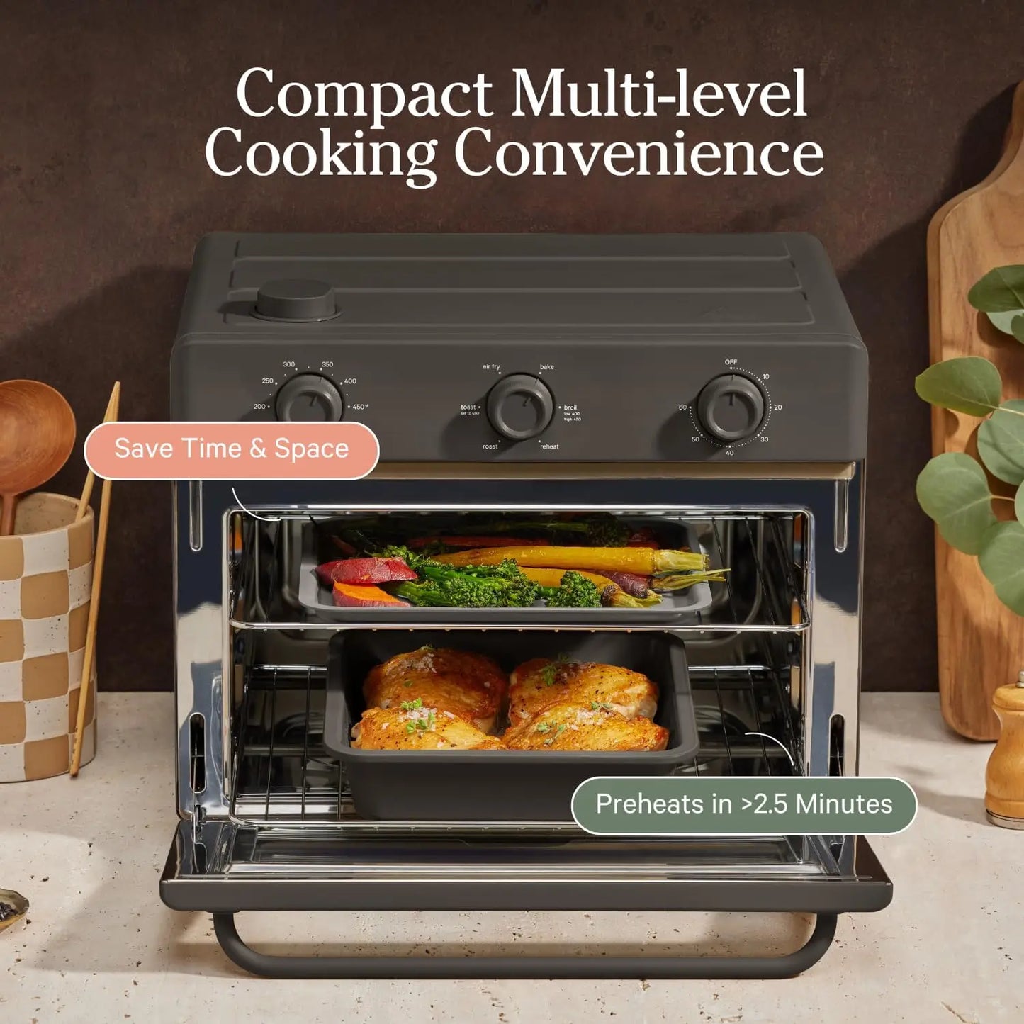 3-Piece Ceramic Nonstick Bakeware Set: 8" Round, 8" Square & 6-Cup Muffin Pan - Oven-Safe to 450°F
