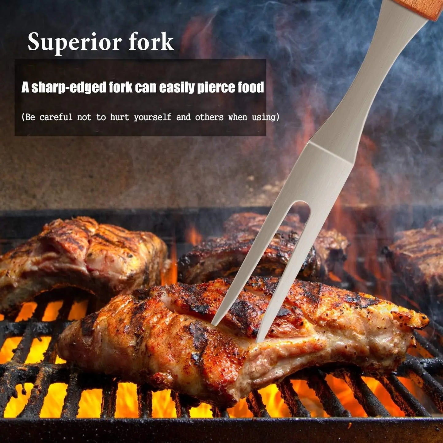 Stainless Steel BBQ Tools Set for Grilling, Backyard Barbecue & Outdoor Camping Gift - 4 Pieces