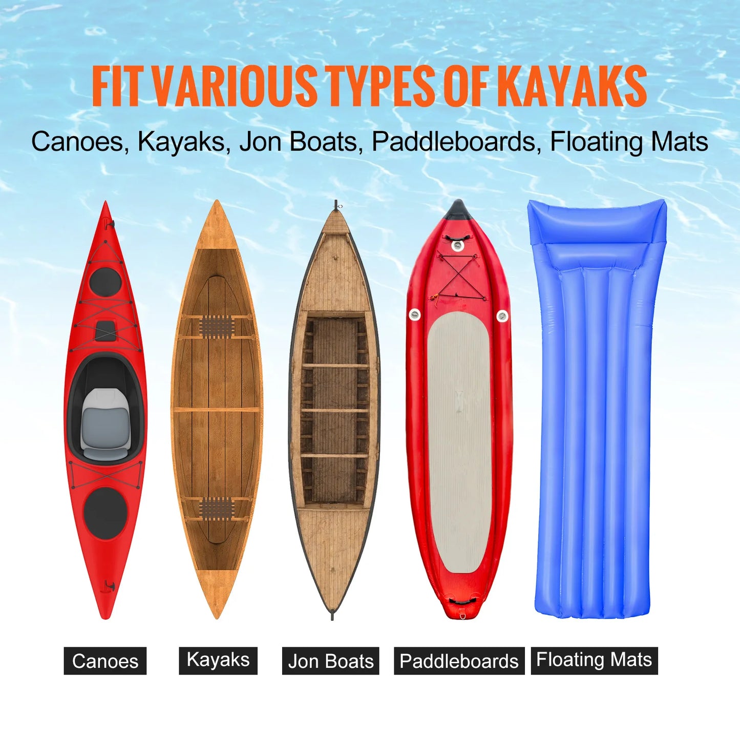 SucceBuy 450lbs Kayak Cart Detachable Canoe Trolley Cart with 12'' Solid Tire Adjustable Width for Paddleboards Float Mats Boats