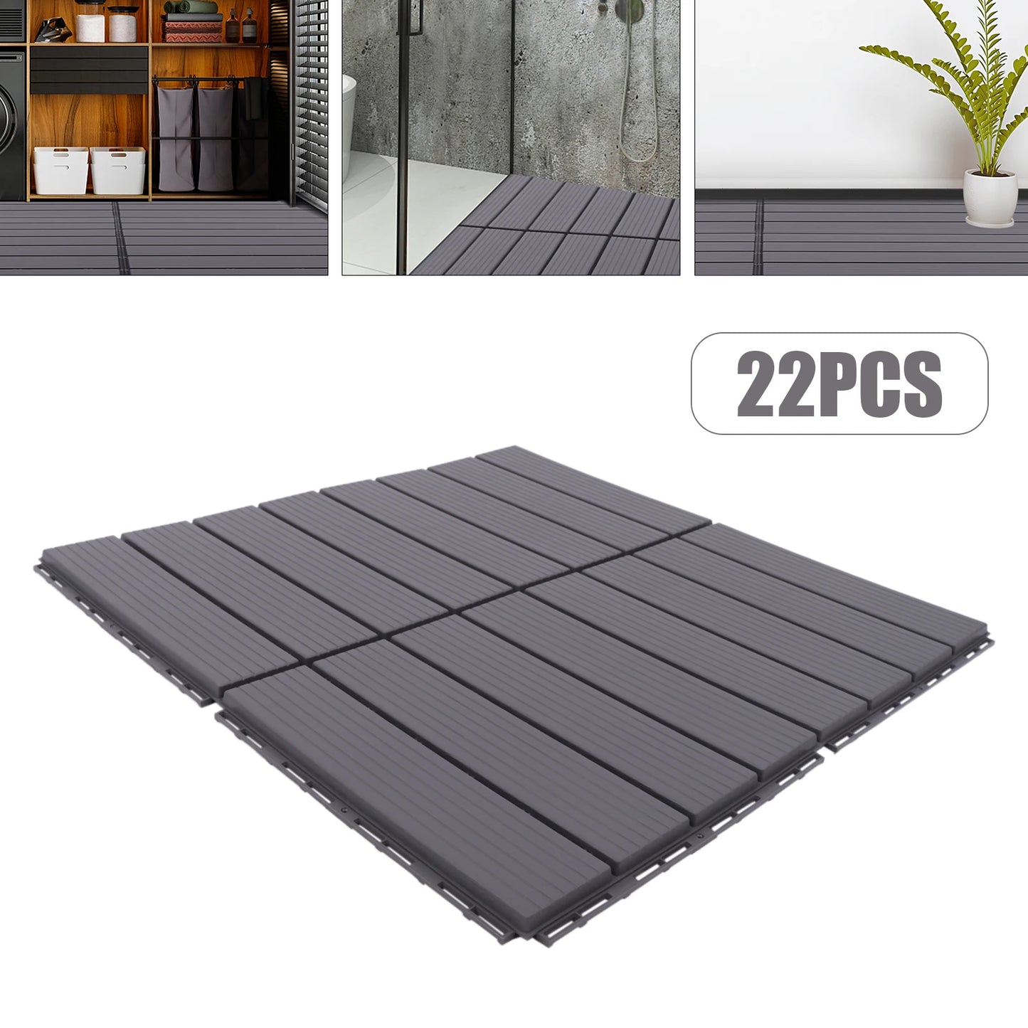 22 PCS Composite Garden Floor Boards 30 x 30cm Quick Splicing DIY Waterproof Anti Slip Outdoor/ Indoor Flooring