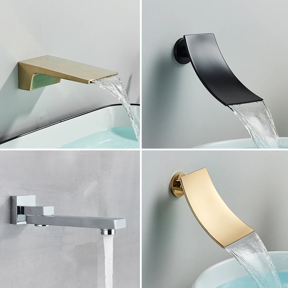 Rozin Bathroom Faucets For Bathtub Wall Mounted Waterfall Shower Faucet System Embedded Box Hidden Mixer Tap With Bath Tub Spout