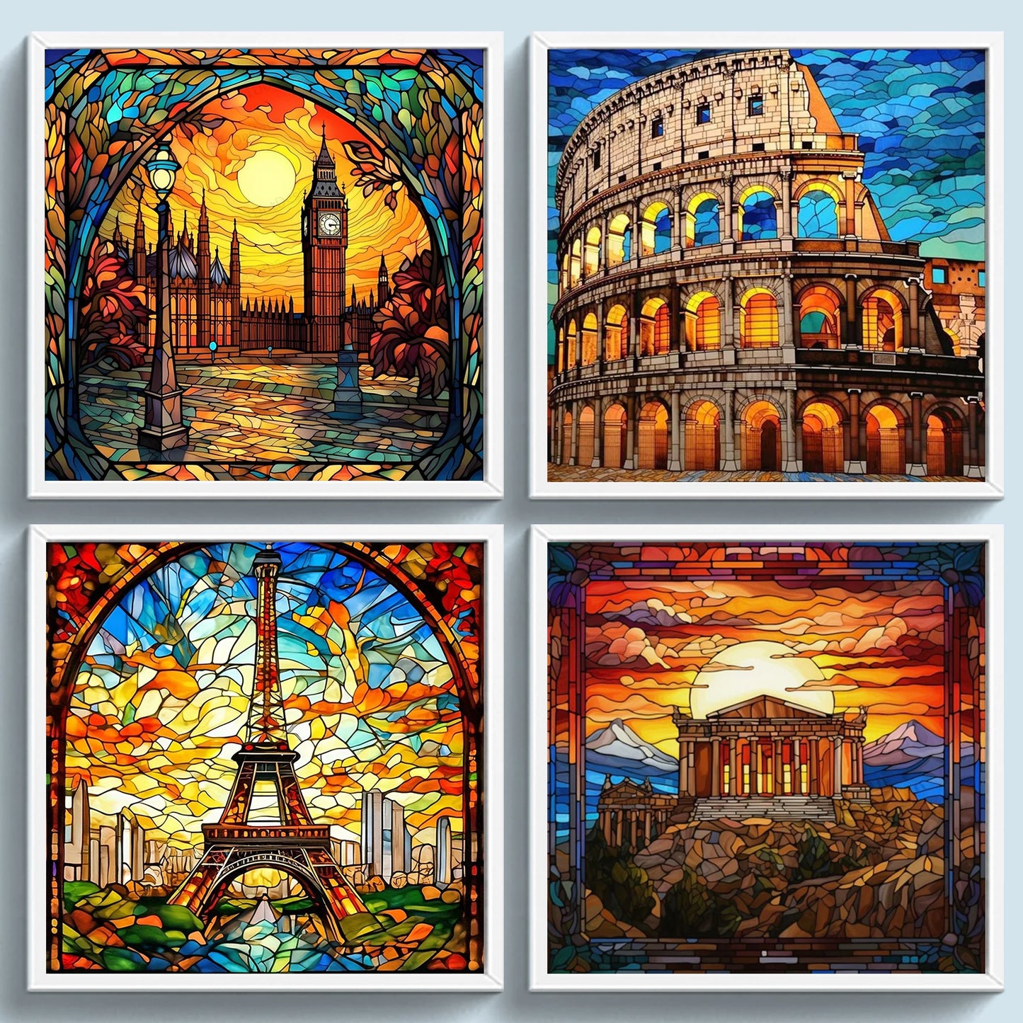 Glass Painting Full 11CT DIY Stamped Cross Stitch Kits 45x45cm Needlework Embroidery Kit for Beginners Adults Home Decor