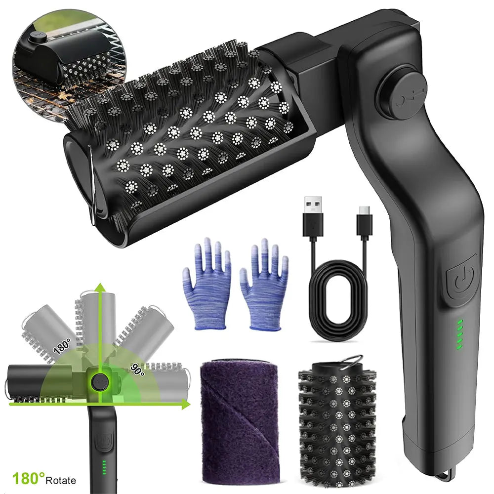 BBQ Grill Brush 3-Speed Settings Electric Grill Brush,180° Adjustable Head,90 Mins Grill Cleaner for Outdoor Griddles Smokers