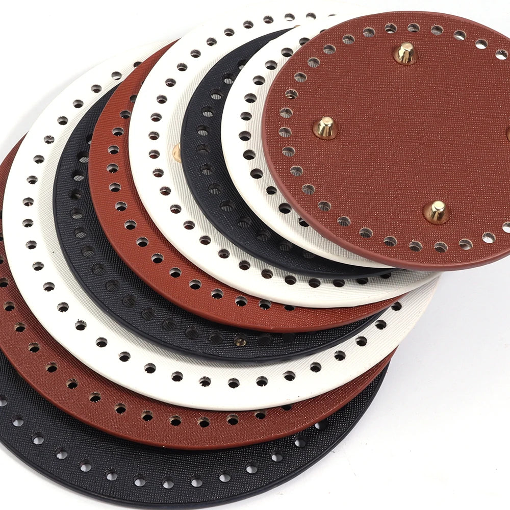 PU Leather Oval/Round Long Knitting Crochet Bags Bottom for DIY Weaving Supplies Home Decor Crochet Bag Bottom Accessories