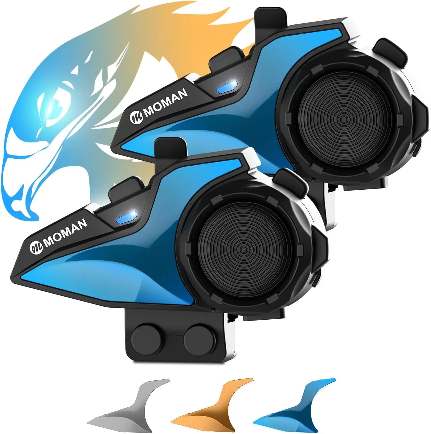 Motorcycle Intercom Bluetooth Helmet Headset H2E Eagle-Like Communication System Dual Chips for Audio Multitasking HiFi Sound
