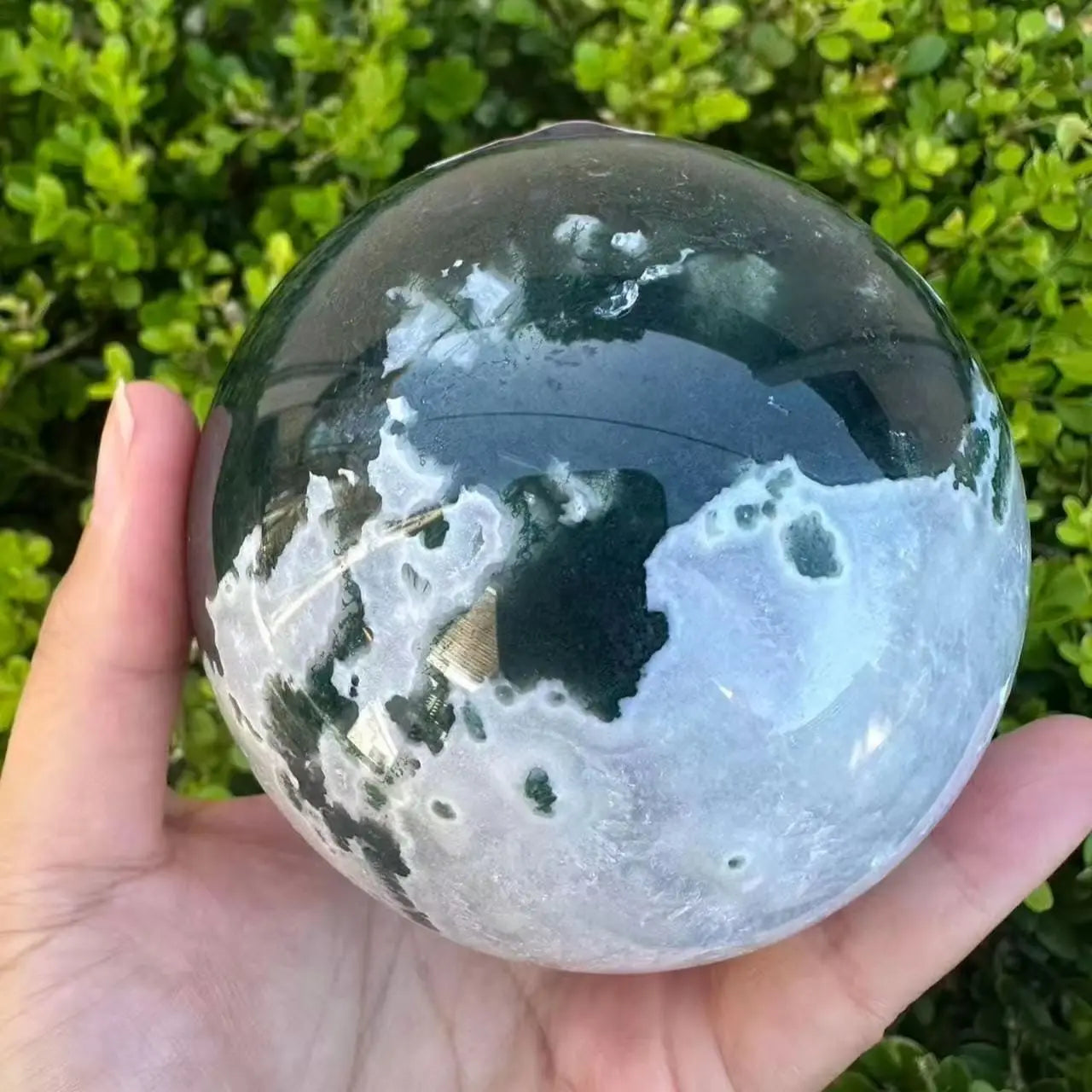 Natural Moss Agate Ball Reiki Tree Crystal Sphere Home Office Collections Aesthetic Decorative Minerals Modern Stones 2025