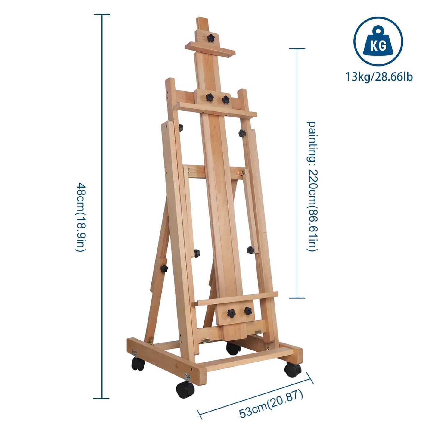 Floor Folding Sketch Easel Flat Standing Dual-Purpose, Heavy-Duty Studio Artist Easel H-Frame Wood Painting Art Easel Standing