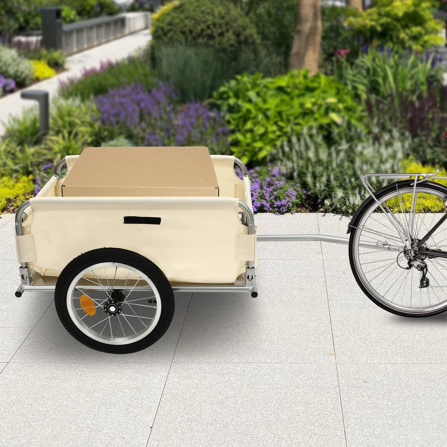 110.23LBS Load Bicycle Trailer Stable Transport Multiple  Aluminum Utility Cargo Bike Trailer for 24"-26" Bike Wheel