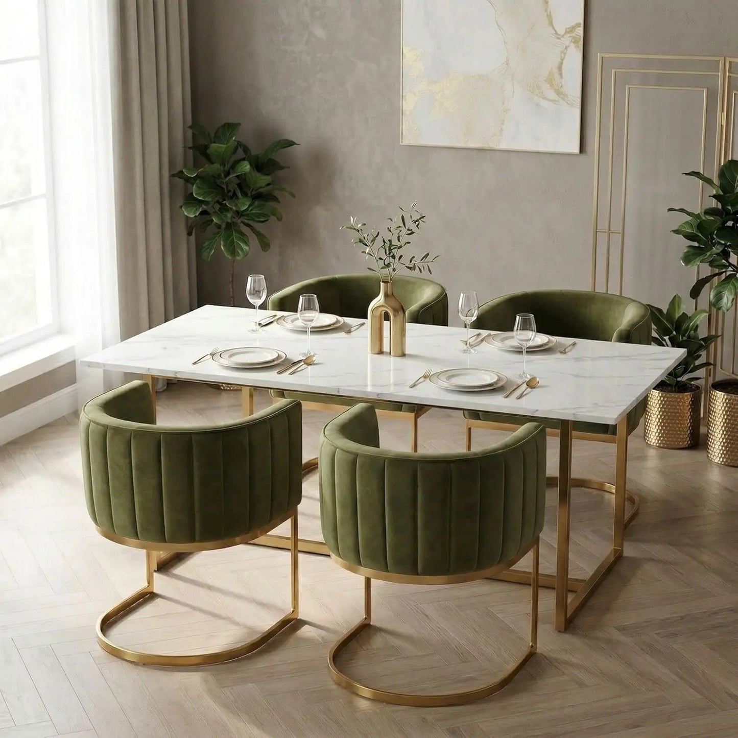 Set of 4 Black and Gold Modern Dining Chairs, Velvet Upholstered Barrel Armchairs with Metal Legs for Kitchen, Customized