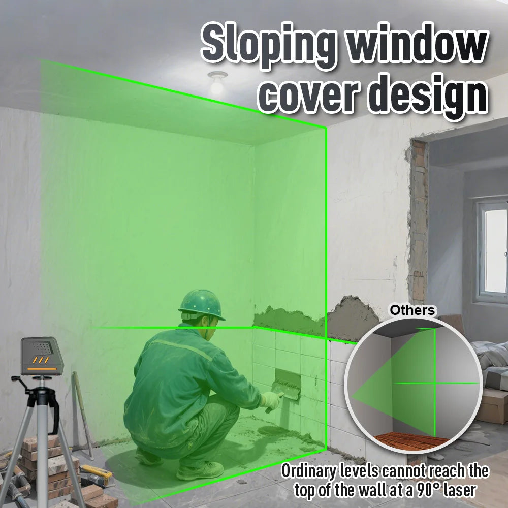 (USA Stock) BOAYAL Laser Level Self Leveling Green Cross Line for Picture Hanging Tile Home DIY Construction Battery Included