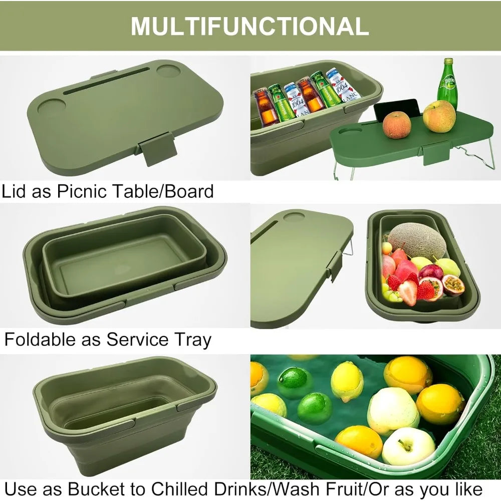 foldable picnic basket large capacity camping folding basket with table car trunk organiser can be used as ice bucket suitable f