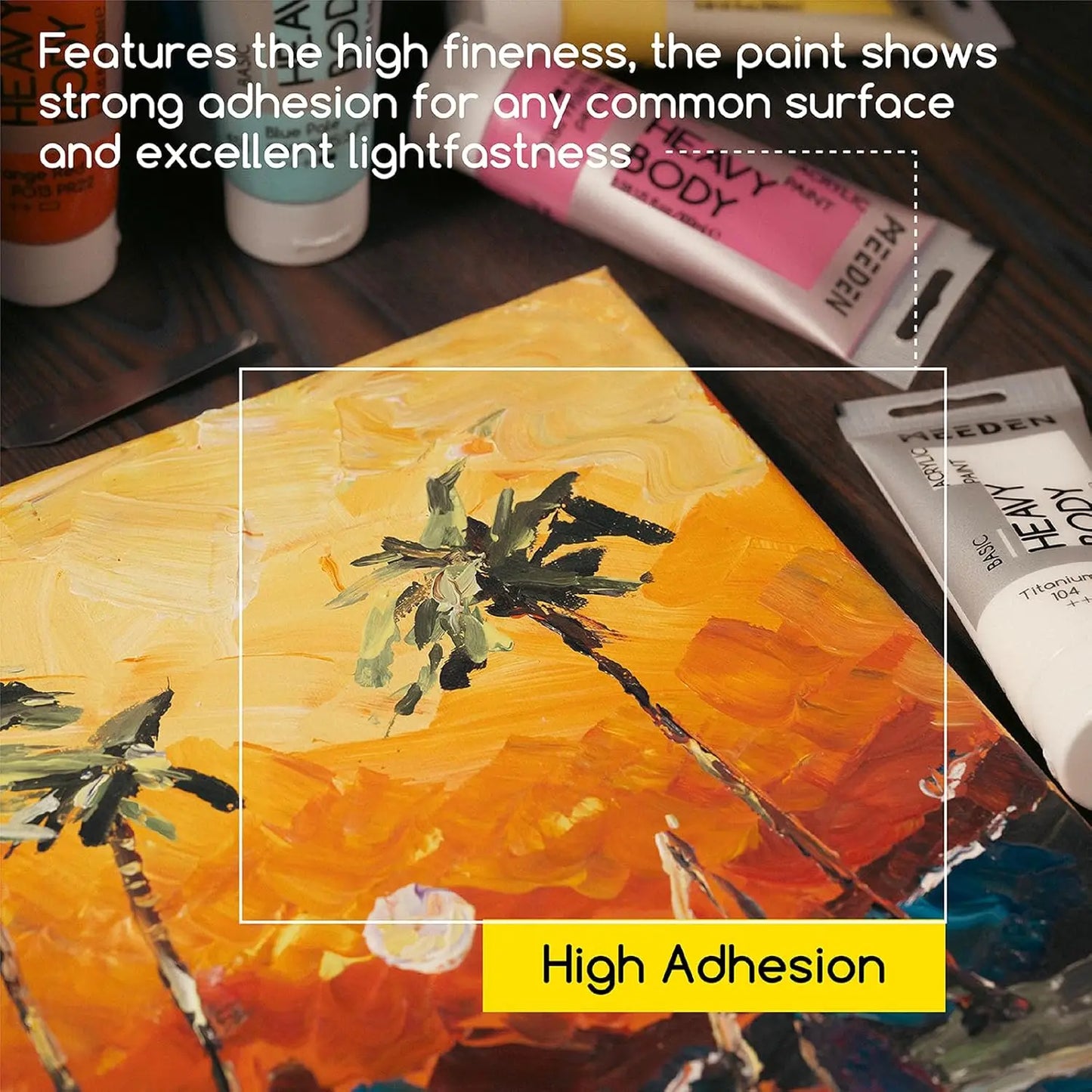 Heavy Body Acrylic Paint Set, 24 x 60ml (2 oz) Satin Finish for Adults, Rich Pigment Art Craft Paints for Canvas Clay Wood