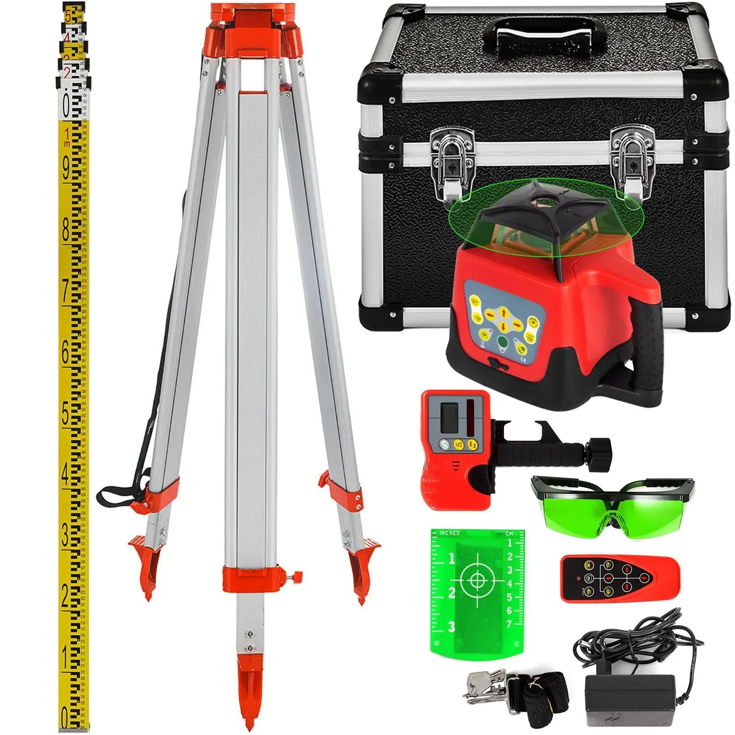 SIHAO 360 Rotary Laser Level Green/Red Beam Kit, Self-Leveling Range 250/500M,Vertical Horizontal Scanning Measurement Tools