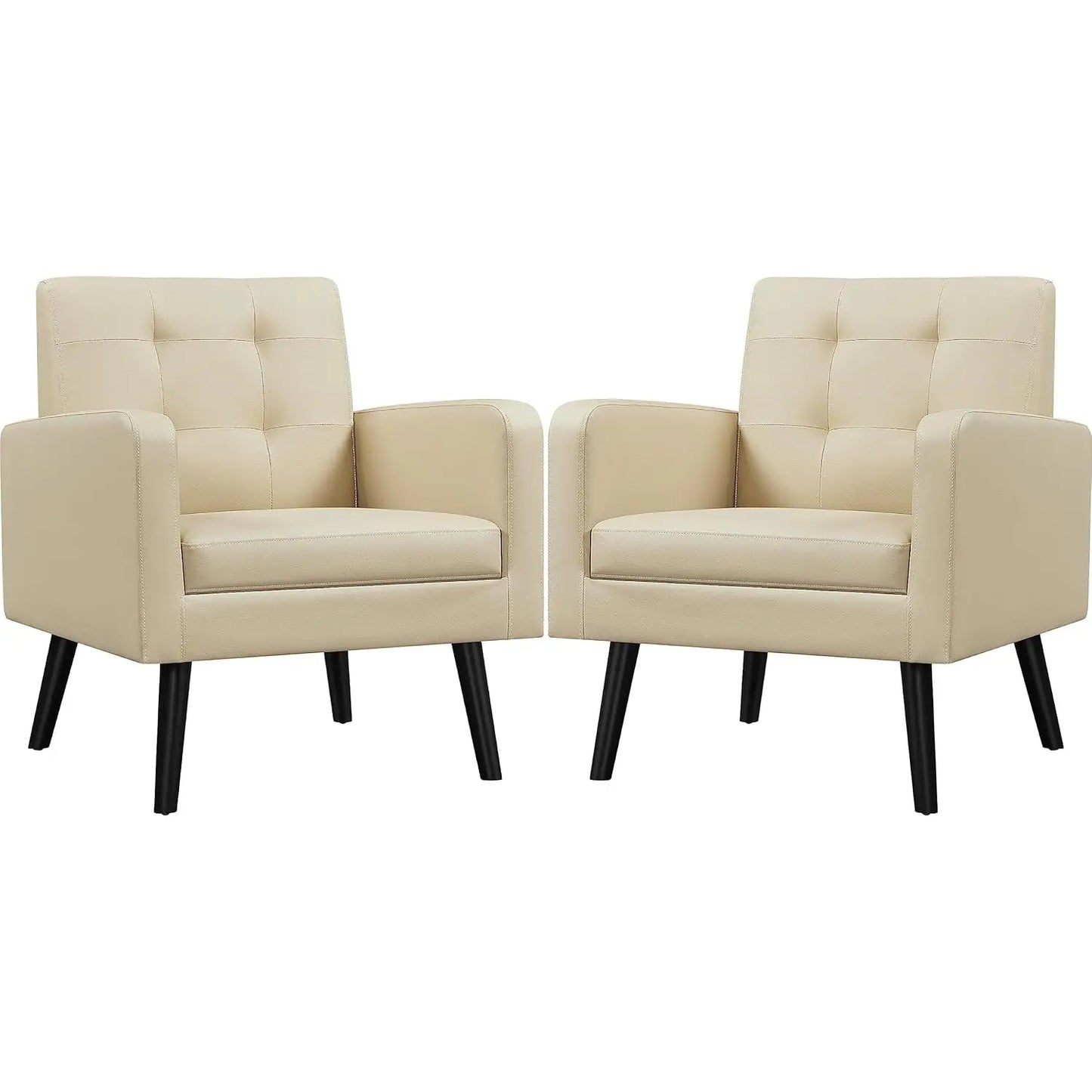 Mid-Century Accent Chairs, Modern Upholstered Living Room Chair, Cozy Armchair Button Tufted Back and Wood Legs for, Customized