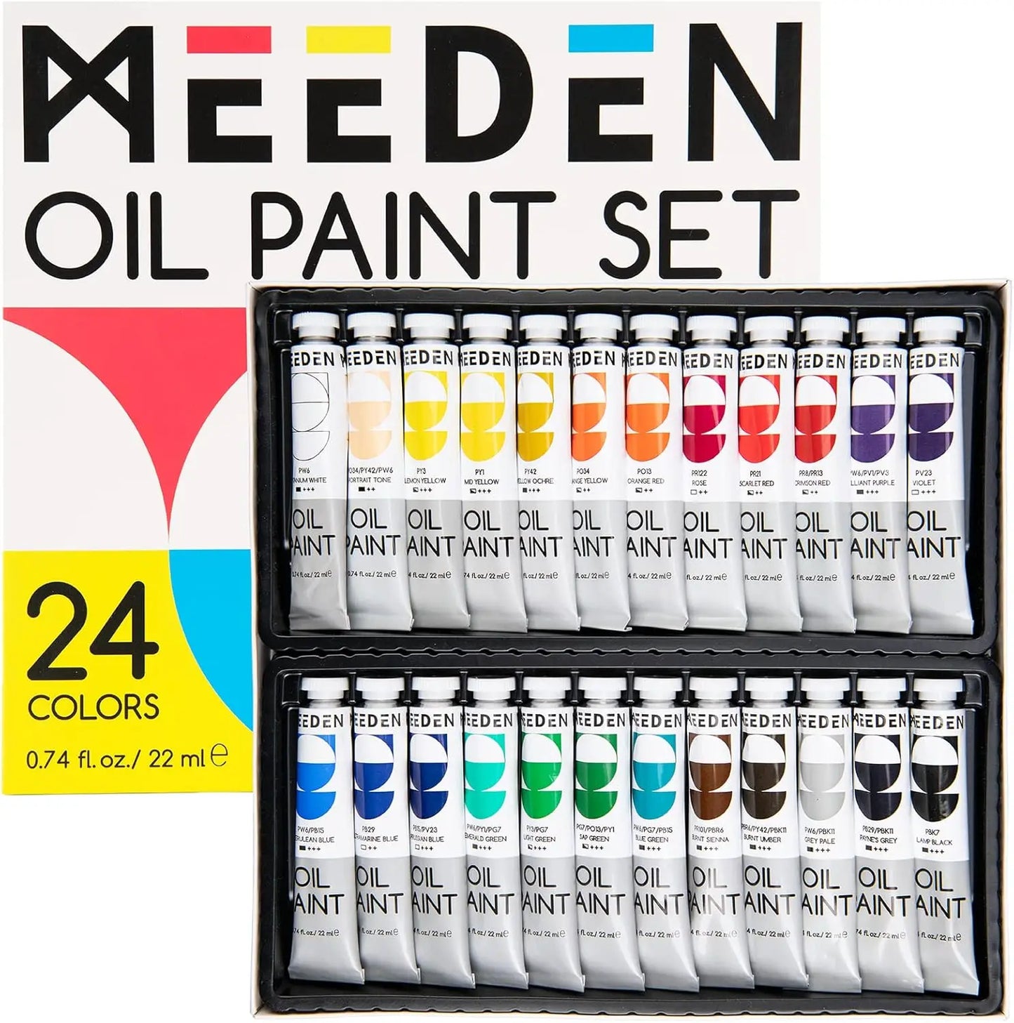 24-Color Oil Paint Set, Non-Toxic 22ml Tubes for Canvas Painting - Premium Artist Supplies