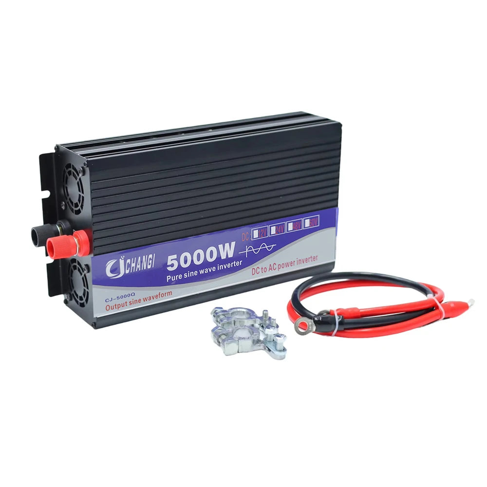 Pure Sine Wave Inverter 3000W 5000W DC 12V 24V 48V 60V 72V to AC 110V Digital Display Converter for Home RV Solar System