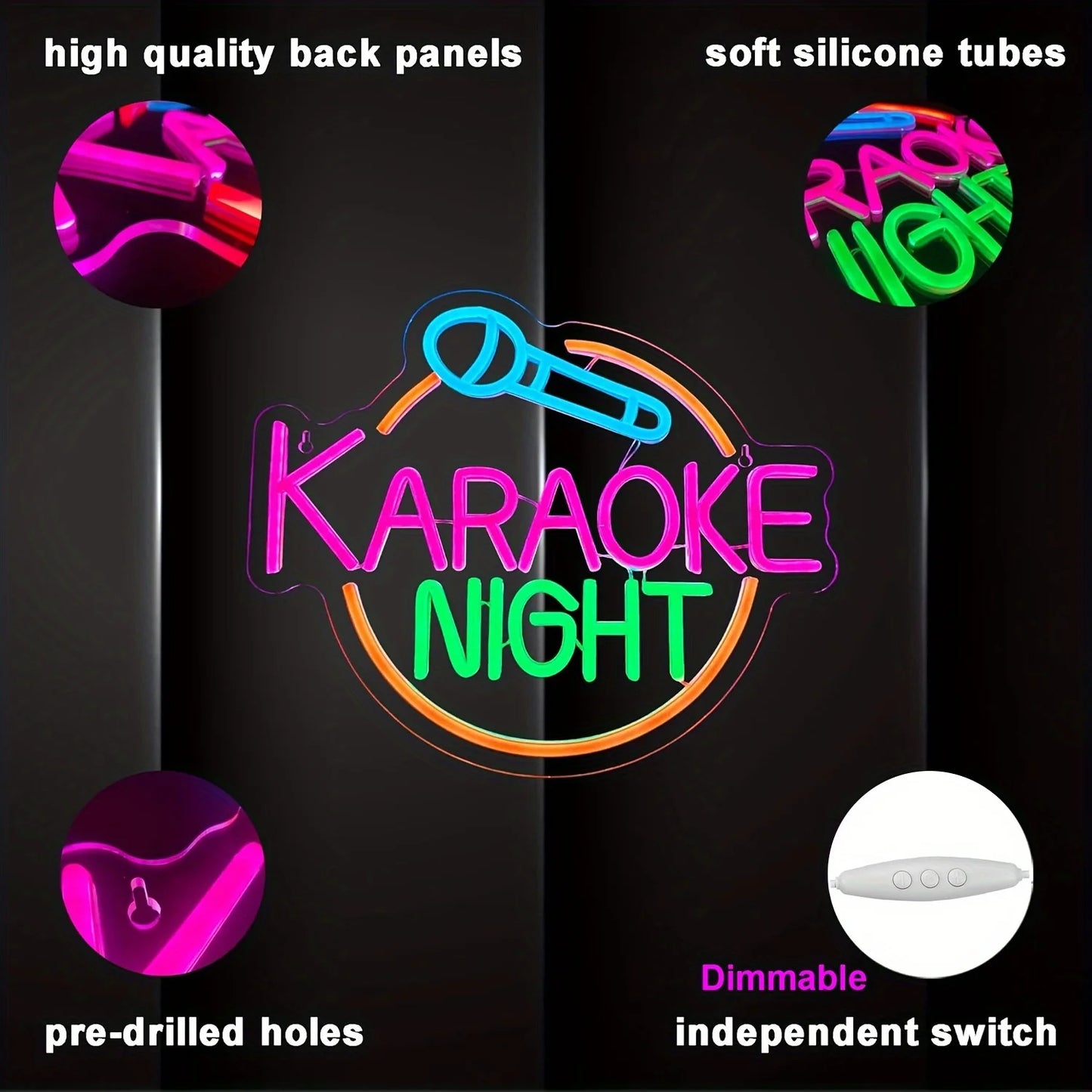 Karaoke Night Neon Sign, Led Bar Neon Light Signs for Wall Decor,  Bar Open Wall Led Neon lights for Game Room Man Cave Bar Pub