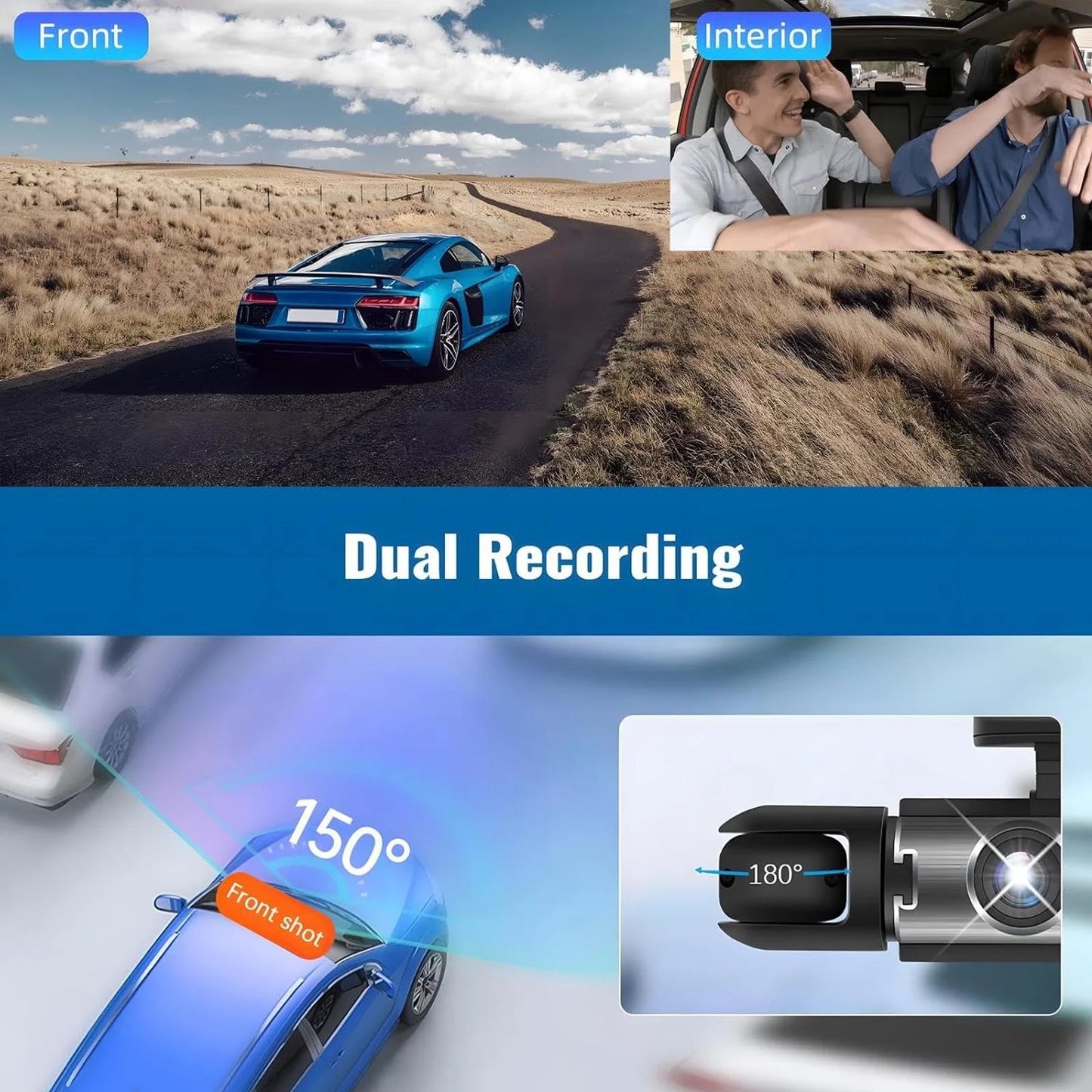 1080P HD Front and Rear Dash Camera Car DVR with Night Vision G Sensor 316 Inch IPS Screen Driving Recorder for Vehicles
