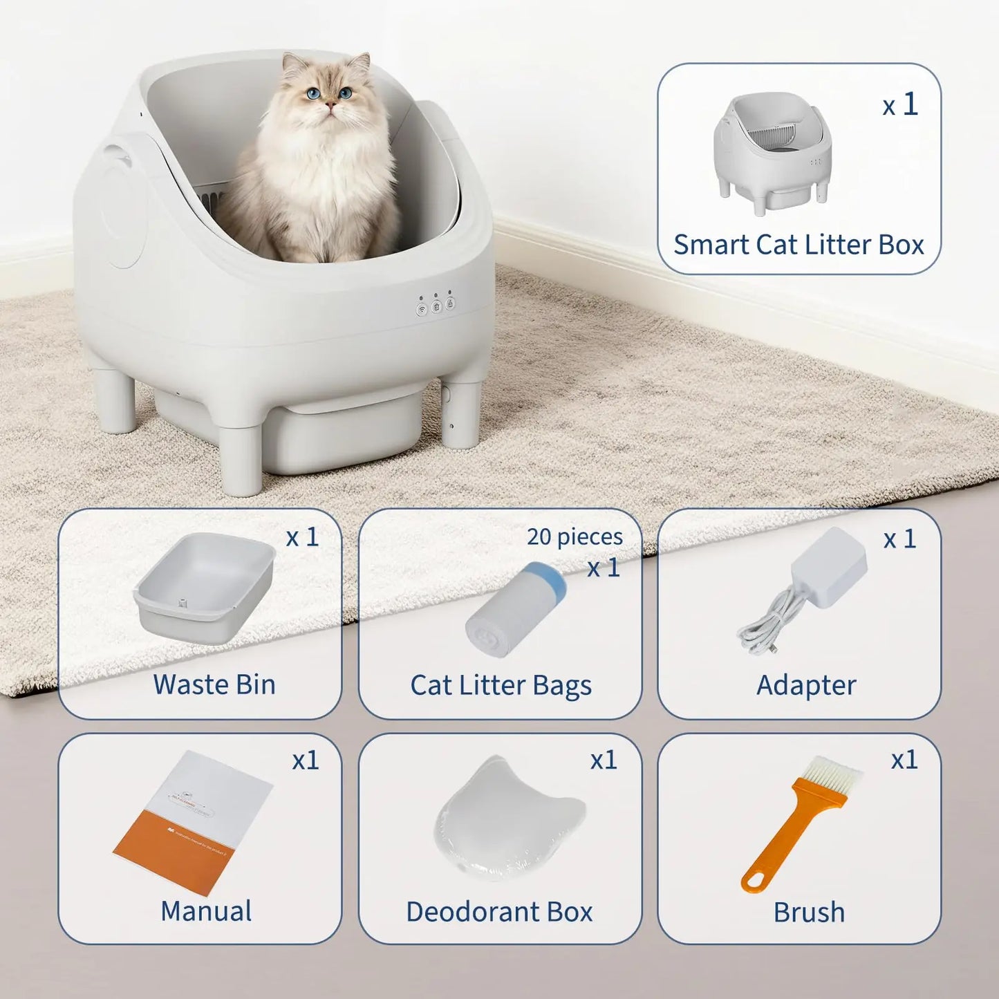 Smart Self-Cleaning Litter Box For Cats Open Air Auto-Sifting Pet Toilet Odor Control Extra Large Kitty Tray With App