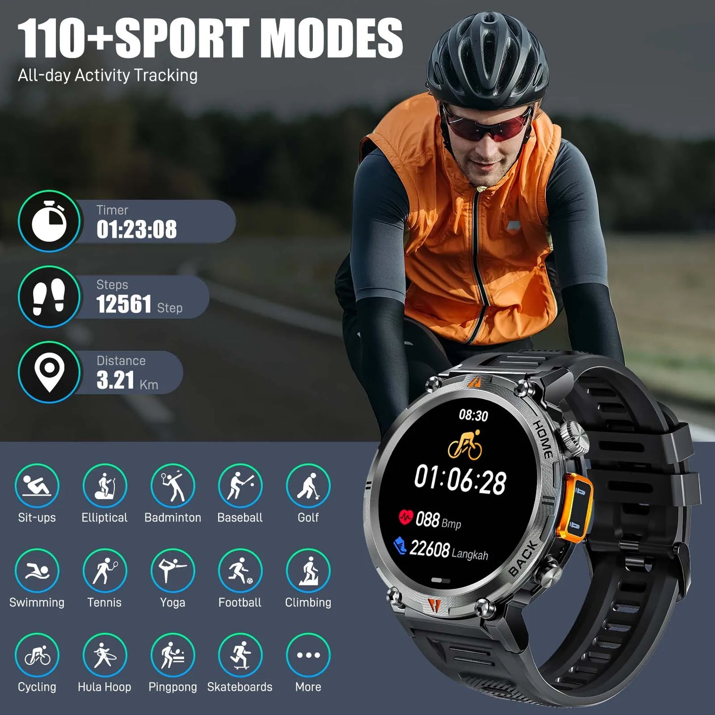 EIGIIS KE3 2025 New Bluetooth Call Smartwatch for Men Full Touch Screen with Health Monitor Heart Rate Flashlight Smart Watch
