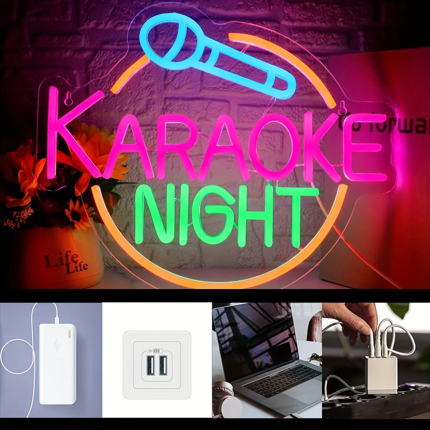 Karaoke Night Neon Sign, Led Bar Neon Light Signs for Wall Decor,  Bar Open Wall Led Neon lights for Game Room Man Cave Bar Pub