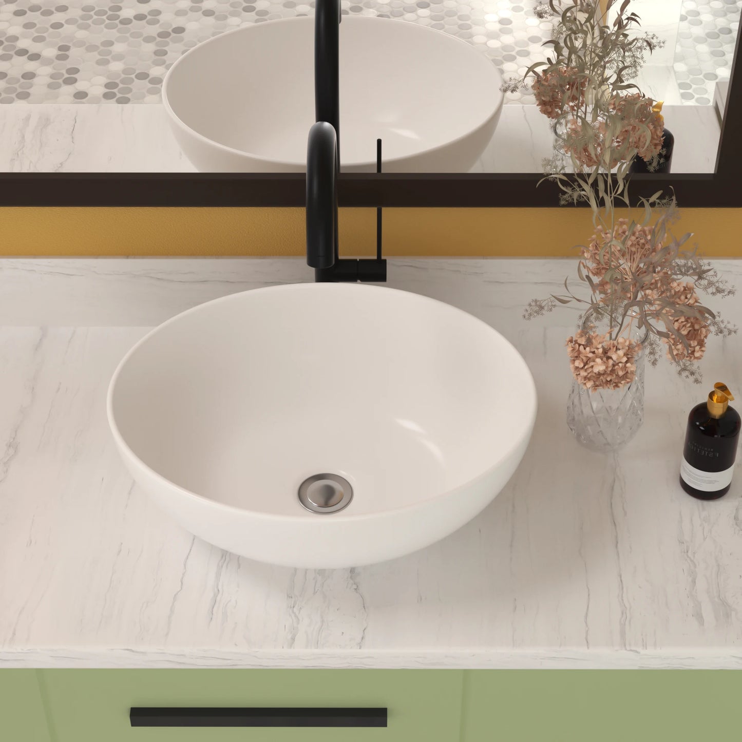 16x13 Inch White Ceramic Modern Oval Bathroom Sink For Home Bathrooms, Restaurants, Office Buildings, Schools, Indoor or Outdoor