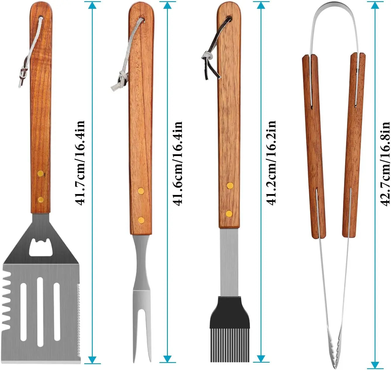 Stainless Steel BBQ Tools Set for Grilling, Backyard Barbecue & Outdoor Camping Gift - 4 Pieces
