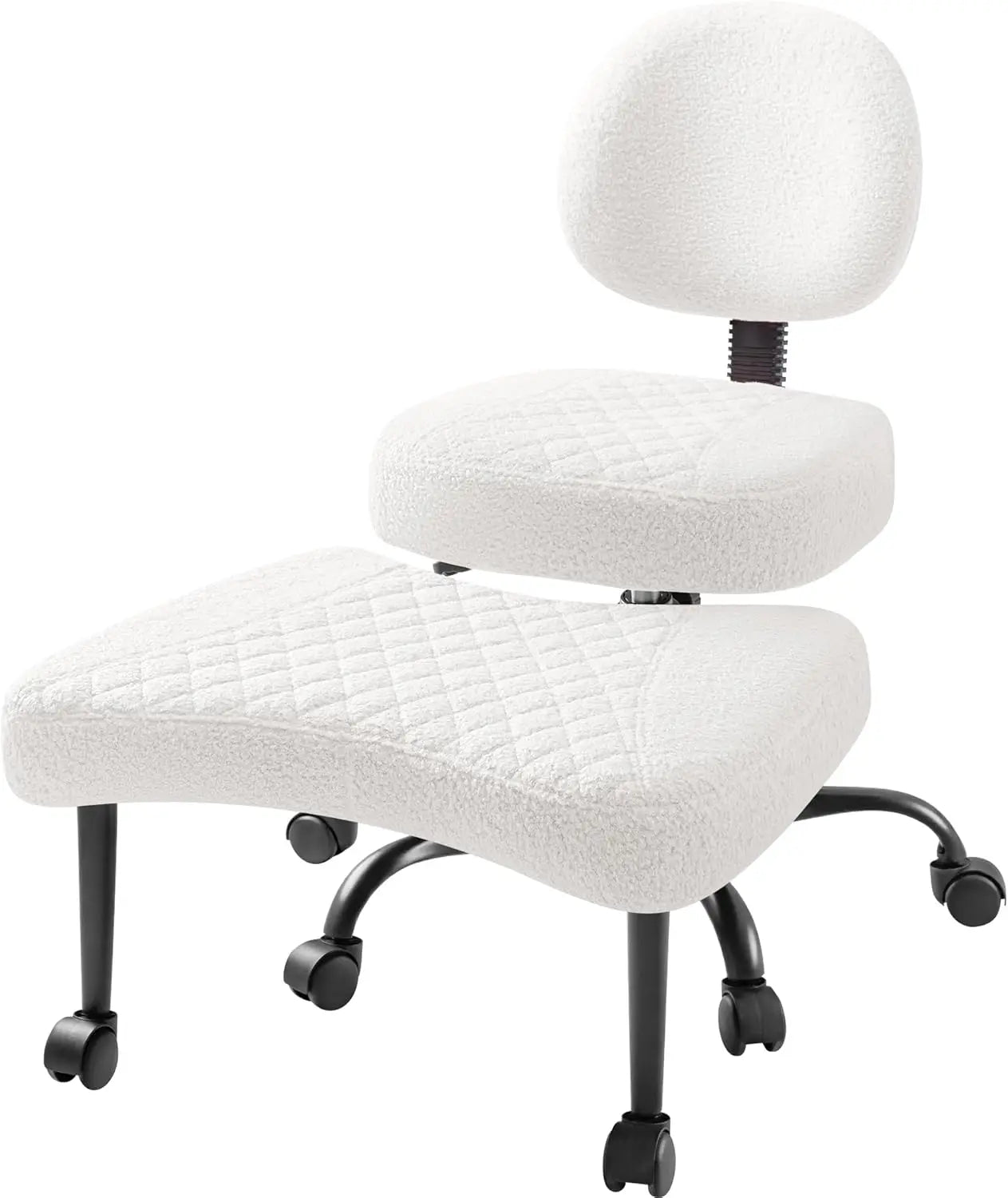 Furmax Ergonomic Criss Cross Legged Office Chair with Wheels, 360°Swivel Adjustable Height Kneeling Desk Chair with Footrest
