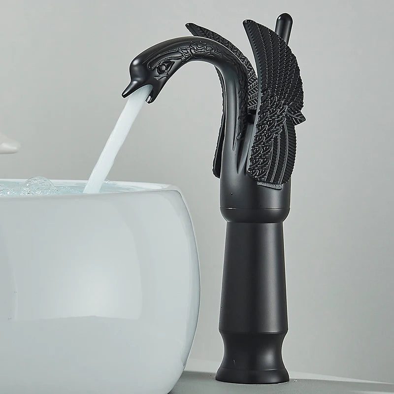 Golden Swan Bathroom Basin Faucet Deck Installation Mixer Taps Hot and Cold Water Basinwash Sink Mixer Taps Brass Crane