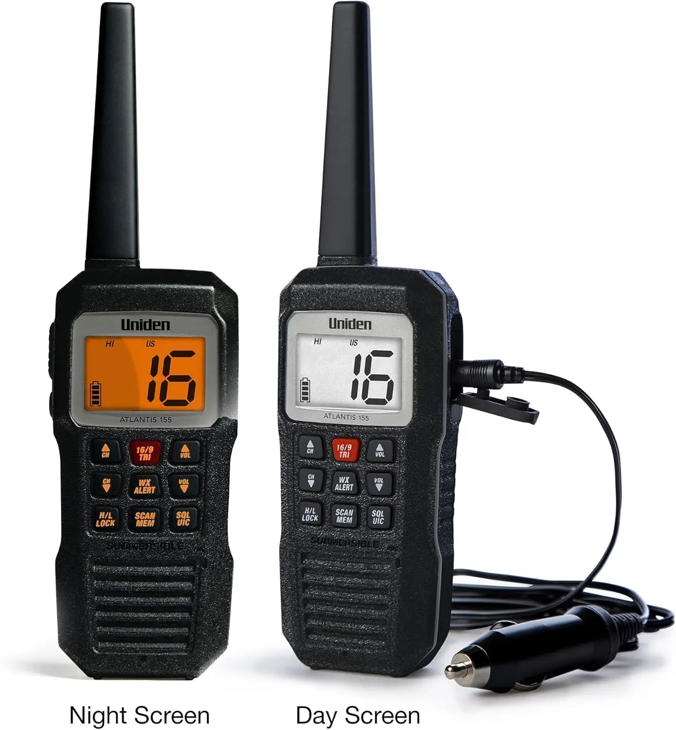 Floating Waterproof VHF Marine Radio with Dual-Color Screen, All Channels, NOAA Weather Alert, Long Battery Life