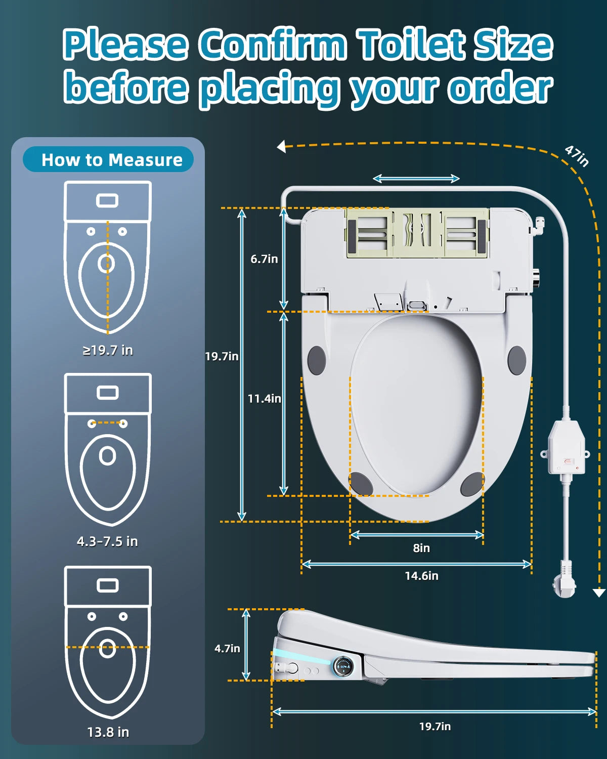 Sanyipace Elongated Smart Toilet Seat with Air Dryer Night Light And Remote Control for Enhanced Bathroom Experience