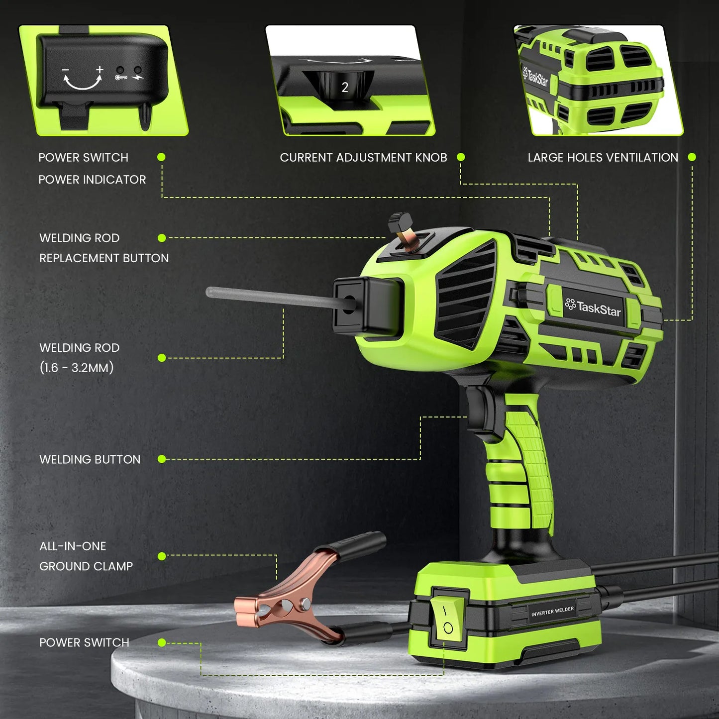Taskstar IGBT Hand Held Welder Machine ARC Welder Gun 20-120A Portable Stick Welder