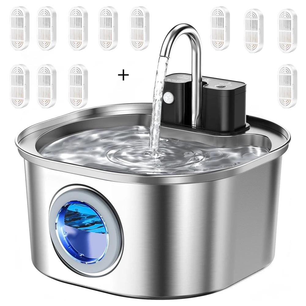 3.2L Stainless Steel Wireless Recharging Sensor Cat Water Fountain Auto Drinking Fountain For Cats Dog Drinker Pet Dispenser Bowl