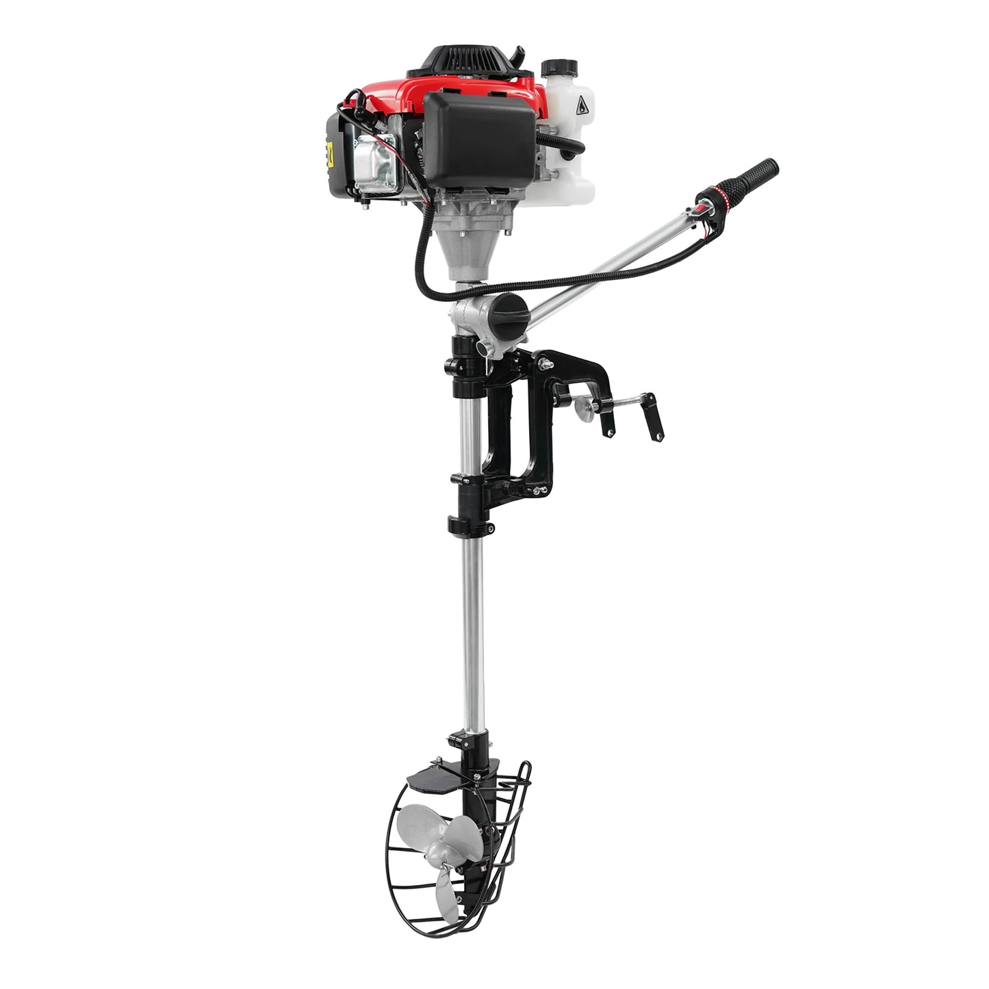 4.0HP 4-Stroke Outboard Motor, 53.2cc Gasoline Engine with Propeller Protective Cover & Air Cooled for Inflatable Boat Fishing