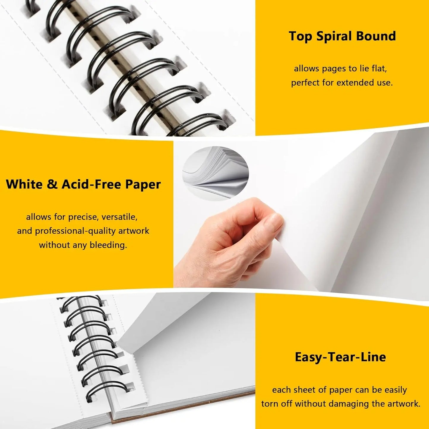 9x12 Sketch Book 4 Pack, 400 Sheets Spiral Bound Art Paper, 68lb/100gsm Acid Free Drawing Pad for Kids Adults