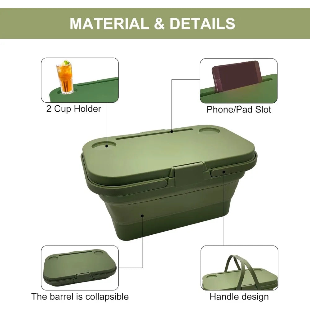 foldable picnic basket large capacity camping folding basket with table car trunk organiser can be used as ice bucket suitable f