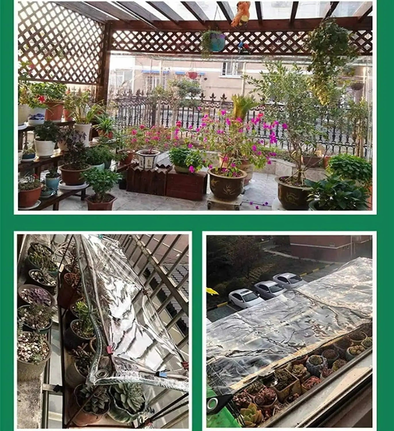 Tarpaulin Transparent Waterproof PVC Plastic with Eyelets for Garden Furniture Plant Greenhouse Pet Hutch Roof Covered Rainproof