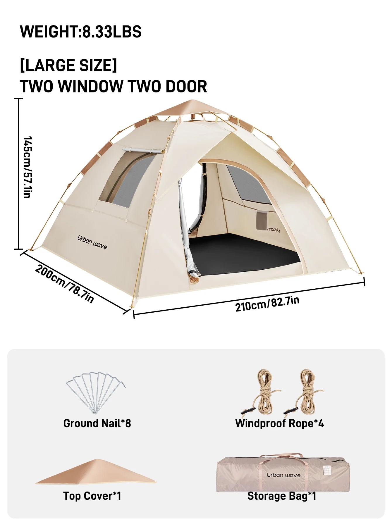 Automatic Pop-up Camping Tent, Windproof, Sunproof, and Waterproof, Suitable for Park Camping Trips, Wilderness Hiking and Adventure, Beach Family Vacations, Portable and Foldable, the Perfect Holiday Gift.