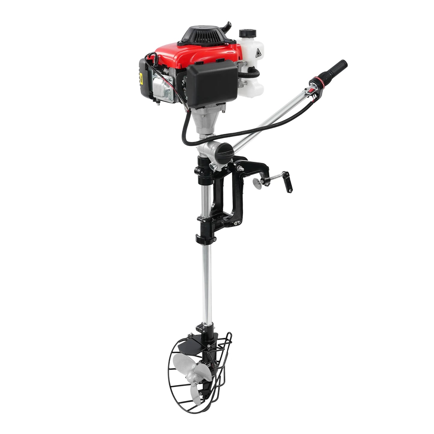 4.0HP 4-Stroke Outboard Motor, 53.2cc Gasoline Engine with Propeller Protective Cover & Air Cooled for Inflatable Boat Fishing