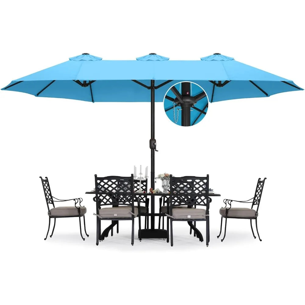 15FT Double-Sided Aluminum Table Patio Umbrella Garden Large Umbrella,Swimming Pool 12+Colors,Turquoise