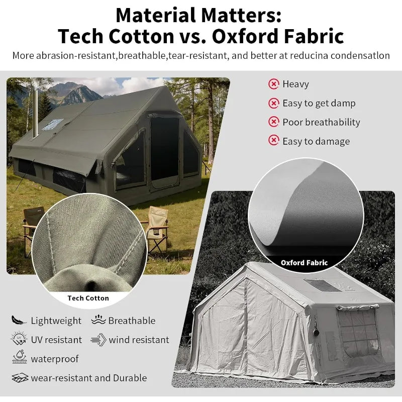Luxury Inflatable Camping Tent,Wind & Rain Resistant,Breathable & Durable Wear-Resistant Fabric,Built-in Stove Jack,F