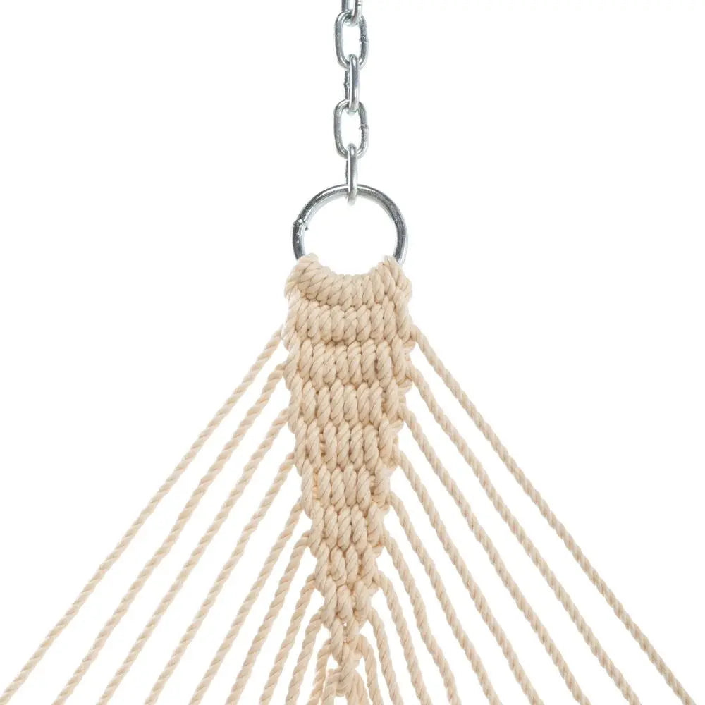 DC11OT Small Oatmeal Duracord Rope Hammock with Free Extension Chains amp Tree Hooks, Handcrafted in The USA, Accommodates 1 Pe