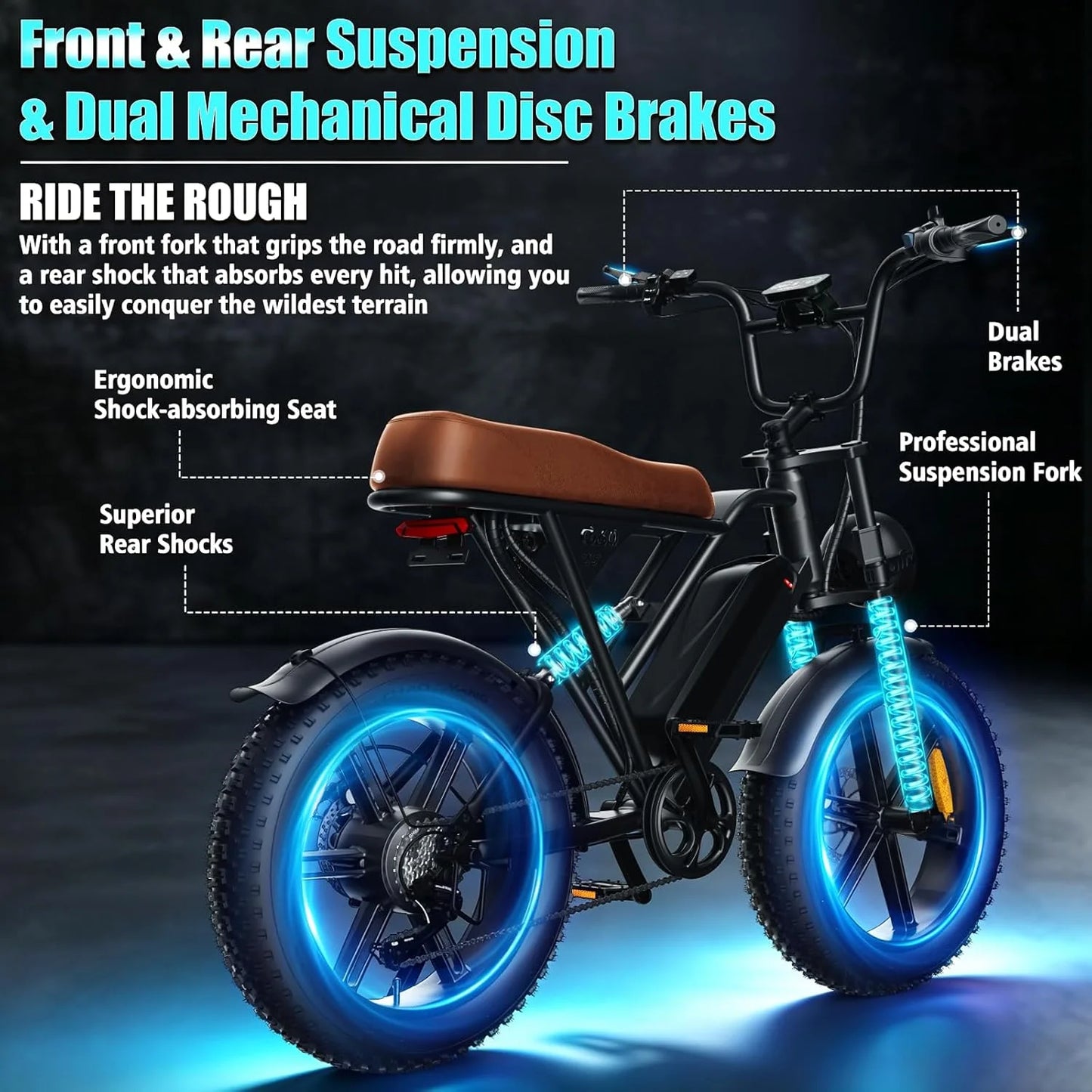 20"x4.0 Fat Tire Electric Bike UL2849 Certified 1500W Peak Motor 65Mile Range Removable Battery Off Road Adult E-Bicycle Dual Disc Brake Ebike