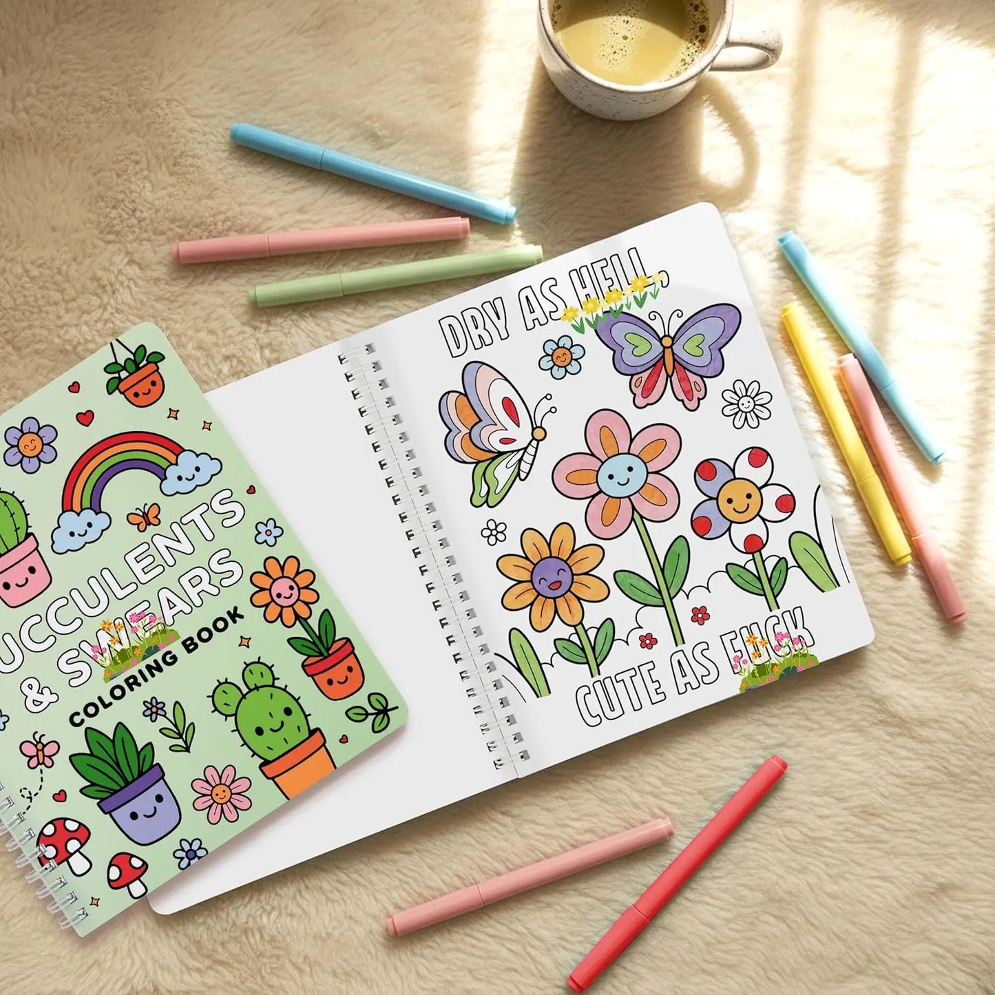 Adult Coloring Book Set of 2 with Floral Designs for Relaxation and Stress Relief - Perfect Gift for Women, Fun and Creative
